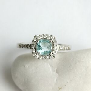 Sky Blue And White Sapphire ring size 6.5 Adjustable 🆕
